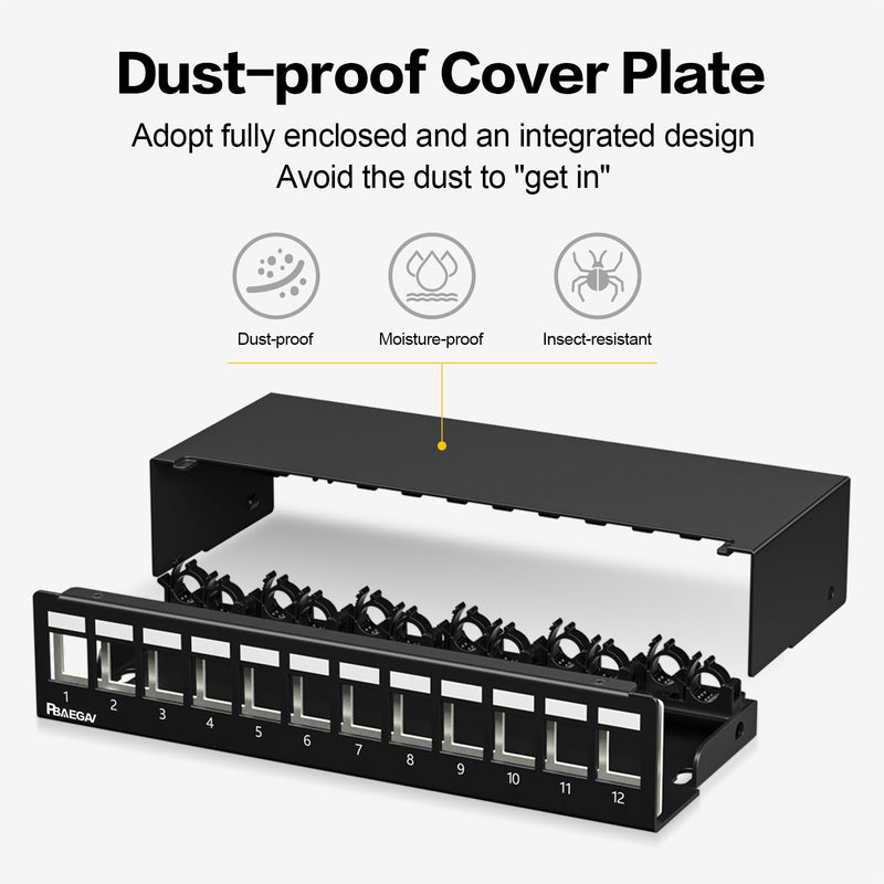Patch Panel 12 Port 1U UTP/STP Blank Keystone Patch Panel Compatible with LC/SC/ST/FC/USB/HDMI Keystone Jack for Desk Mount Home Ethernet Termination Box (1U 12 Port) 1U 12Port