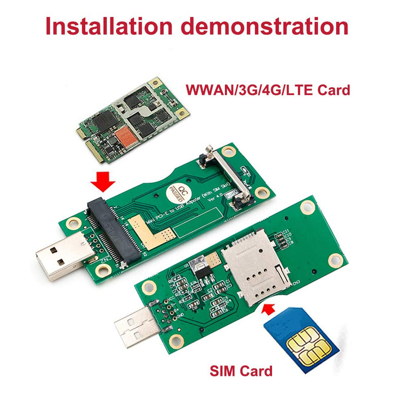 Mini PCI-E to USB Adapter with SIM Card Slot for Module Transfer to USB Interface