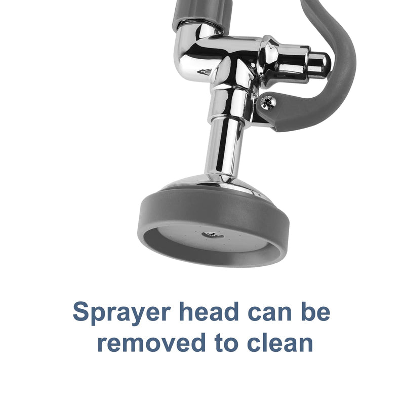Pre Rinse Sprayer Commercial Sink Sprayer Head,1.42GPM Spray Valve Dish Spray Nozzle with Ergonomic Handle, Commercial Faucet Parts for Commercial Kitchen Sink,Chrome Finished（Gray） Pre Rinse Sprayer Gray