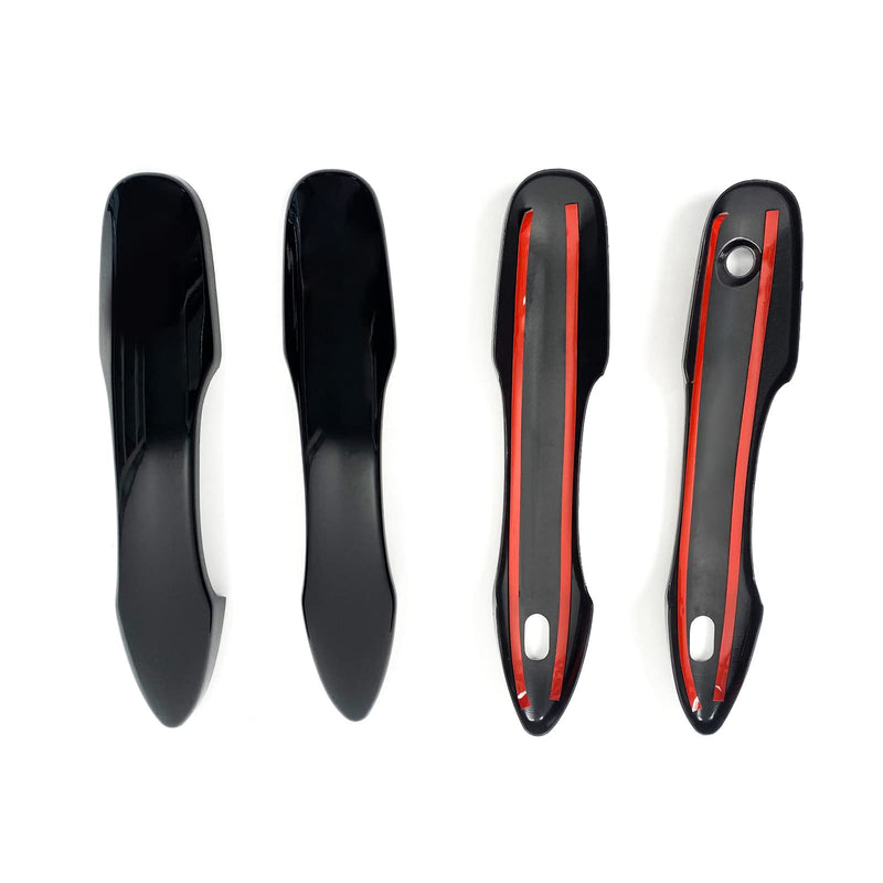  [AUSTRALIA] - Side Door Mirror Cap Cover Trim + 4 Door Handle Cover Trims Smart Compatible with 2018 2019 2021 2022 2023 2024 2025 Toyota Camry Accessories Rearview Mirrors Caps Cover Overlay Glossy Black With Smart Key Holes
