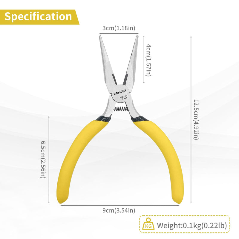 BOOSDEN 5" Needle Nose Pliers-10 Pack, Jewelry Pliers Set with Side Cutter, Mini Fine Tip Precision Pliers for Jewelry Making, Electronics, Craft, Beading - Bulk Classroom Set for Teachers & Hobbyists 5''-10 pack