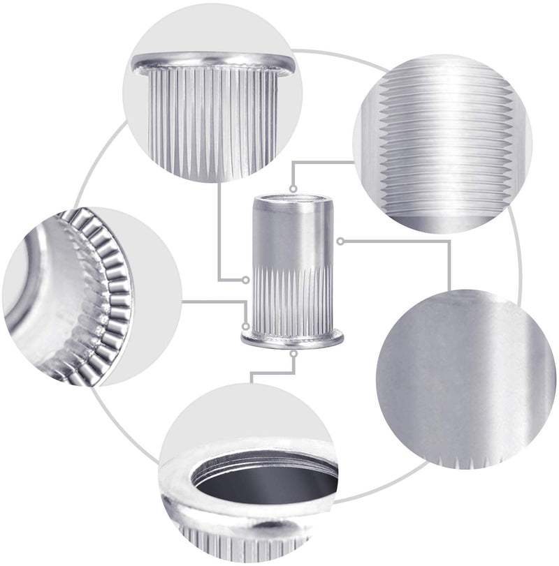 Rivet Nuts-180pcs Nutsert Kit Metric Rivnuts Nut Sert Kits, Metric Rivet Nut Kit, Nutsert Assortment Stainless Steel Threaded Insert |M3|M4|M5|M6|M8|M10|M12| Multi-size Stainless Steel|Metric