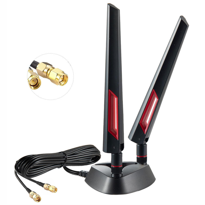 9dBi WiFi 6 6E Tri-Band 2.4GHz + 5 GHz + 6GHz Magnetic Base Gaming Antenna with Adapter for WiFi 6 6E Router PC Desktop Computer PCI-E Card Gaming Motherboard Wifi 6 Antenna