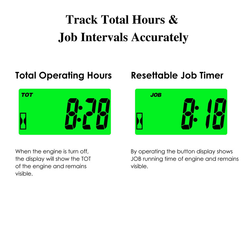 Jayron JR-HM058 Digital Hour Meter Tachometer,2 System Options,Countdown Maintenance Rminder,Backlight Setting,Resettable Max RPM,Replacement Battery Reminder,User Off,for Motorcycles,Lawn Mowers