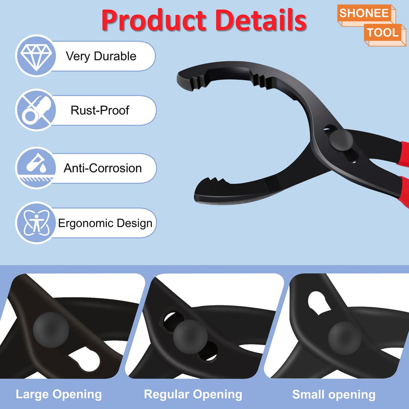 Oil Filter Wrench (L:12", Jaw Capacity: 60mm to 102mm), Automotive Oil Filter Removal Tool for Oil Change, Adjustable Fuel Filter Wrench Plier (1 Set) 12"15°Bent