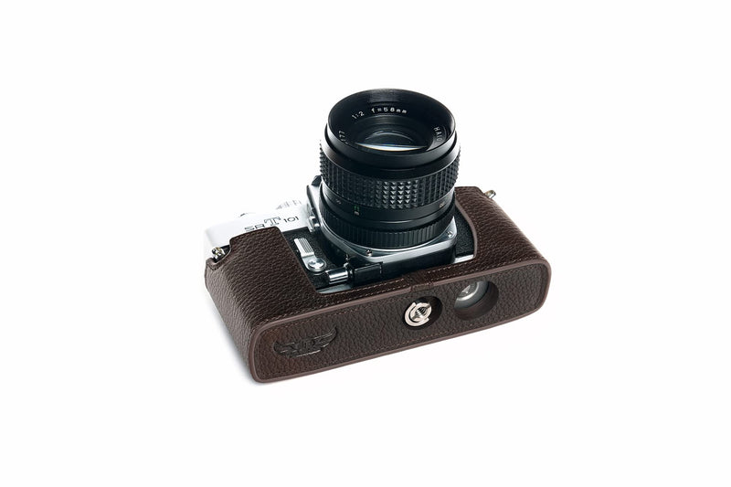 SRT-101 Film Camera Case, BolinUS Handmade Genuine Real Leather Half Camera Case Bag Cover for Minolta SRT 101 Film Camera With Hand Strap (Coffee) Coffee