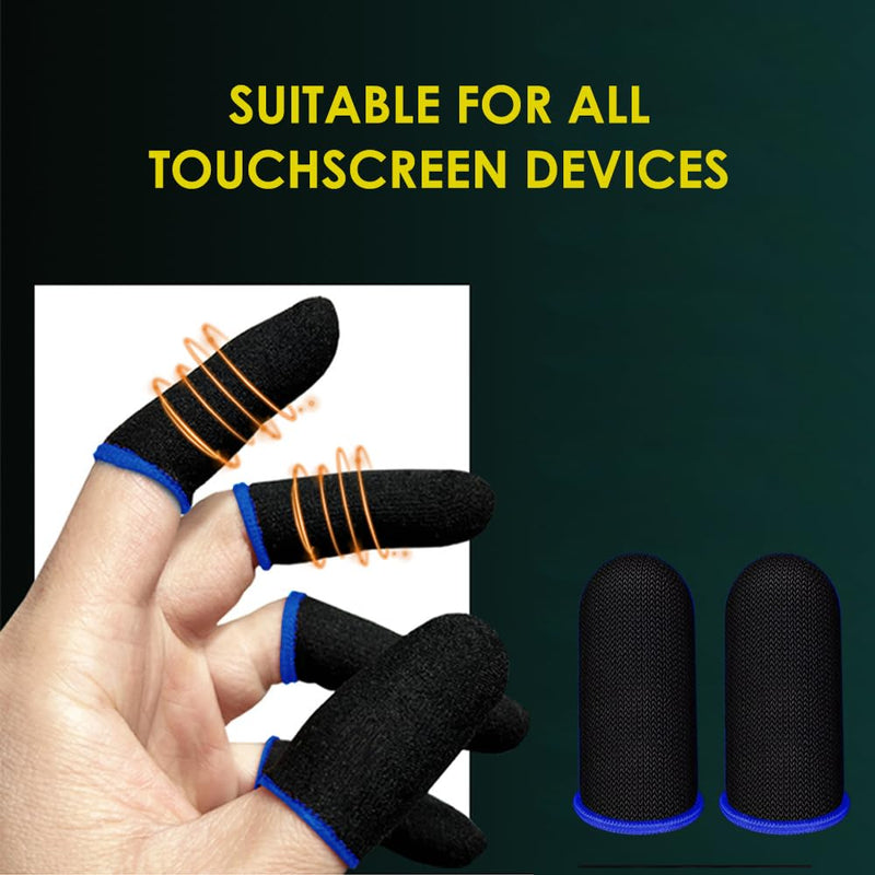 PUBG Trigger 4 Finger Mobile Gaming Controller with 20 Finger Sleeves & Storage Case PUBG Mobile Controller Aim & Fire Shooter Buttons for iPhone & Android PUBG Accessories for COD Mobile (1pair Lansha01+20 Finger sleeve+Storage bag)