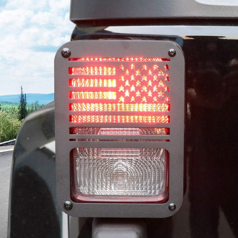 Jeep Light Covers US Flag Light Guards Protectors Compatible with 2007-2018 Jeep Wrangler JK Unlimited Jeep Lights Cover Accessories