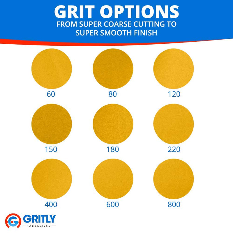 Gritly - 6" PSA DA Sanding Discs - Adhesive Backed Sandpaper Discs - Attachement for Orbital Power Sanders - Sandpaper Roll - Automotive, Wood & Metal Working (180 Grit) 180 Grit