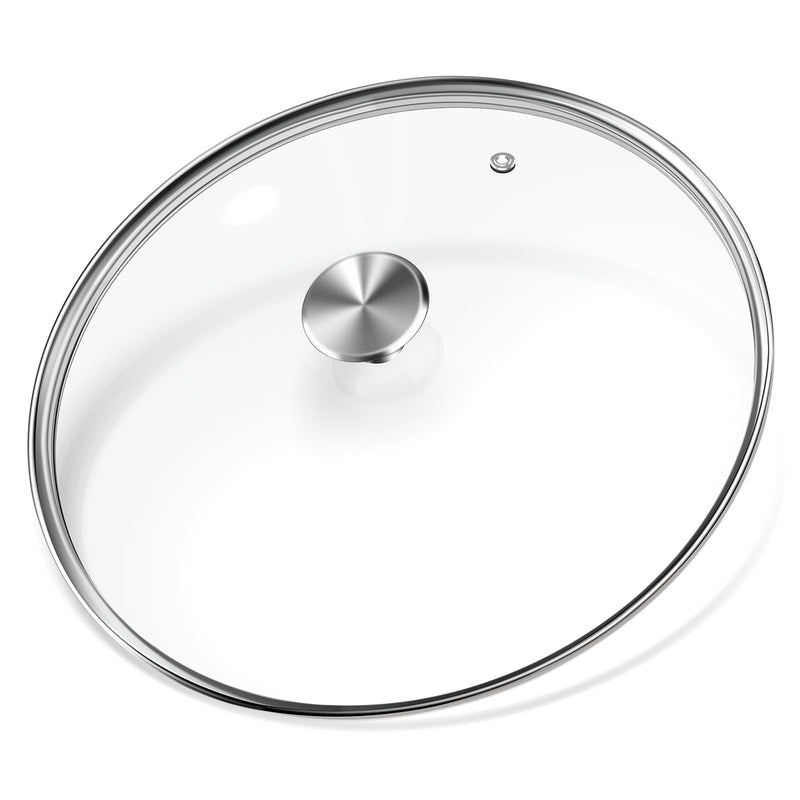 13" Glass Lid - Versatile Round Tempered Glass Replacement for 13 inch Frying Pans, Pots, Skillets, Dutch Ovens - Dishwasher Safe and Oven Safe up to 400°- Stainless Steel Knob Silvery