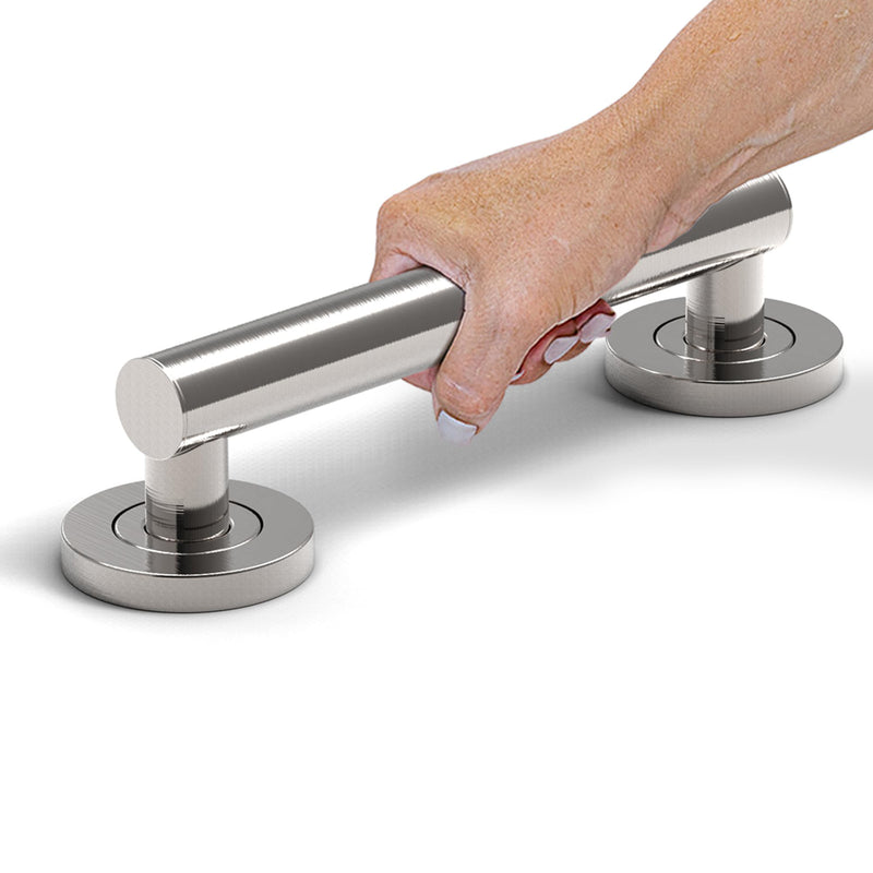 Bath, Shower and Toilet Safety Grab Bar for Seniors and Handicaps, ADA Compliant Mobility Aid Balance Assist Handle, Stainless Steel 9 Inch Brushed Nickel