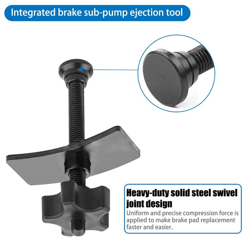 AUCELI Disc Brake Pad Spreader, Swivel Disc Brake Pad Separator Tool with Comfort Tightening Knob, Carbon Steel Piston Brake Caliper Compression Tool for Precise Even Compression, Car Accessories