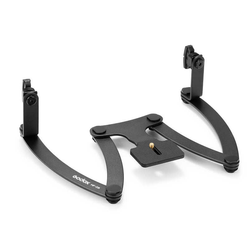 GODOX MF-DB Flexible Flash Bracket with Dual Flash Mounts Aluminum Alloy 360°Rotatable Head for Dental Photography Portrait Macro Photography Compatible with Nikon/Sony DSLR Cameras