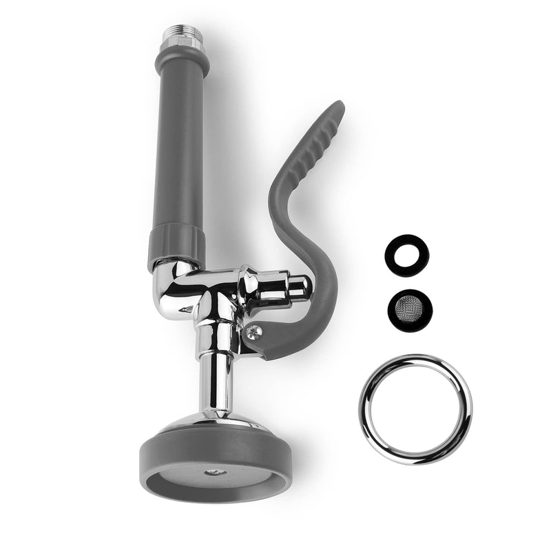 Pre Rinse Sprayer Commercial Sink Sprayer Head,1.42GPM Spray Valve Dish Spray Nozzle with Ergonomic Handle, Commercial Faucet Parts for Commercial Kitchen Sink,Chrome Finished（Gray） Pre Rinse Sprayer Gray