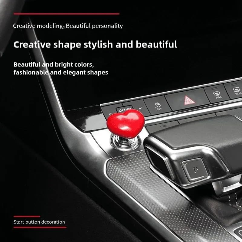 Car One-Touch Start Button with Push-to-Start Rocker Lever, Engine Start/Stop Joystick, and Full Metal Ball-bar Starter Cover for Decorative Accessories (Metal Heart - Pink) Metal heart - Pink