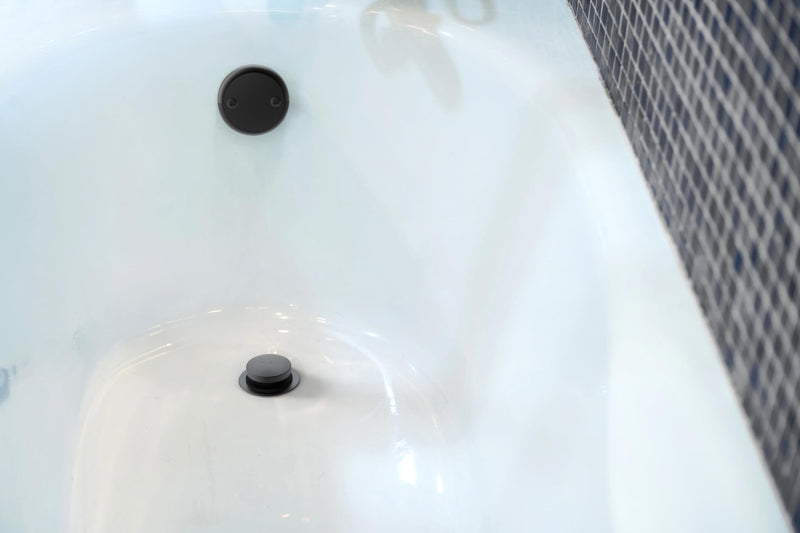 1-1/2"" White Tubular Bath Drain Kit with Tip-Toe Bath Drain Stopper, Touch-Toe Tub Drain, Tip Toe Bathtub Drain Waste and Overflow with Plug and Bathtub Overflow Drain Cover, Plated Chrome