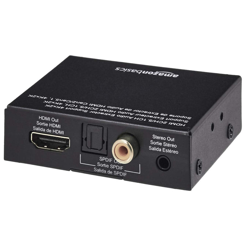 Amazon Basics 4K HDMI to HDMI and Audio Extractor Converter with SPDIF, Stereo Audio Output, Toslink Optical Audio for Apple TV, Fire TV, Fire Stick, Blu-Ray Players, Black