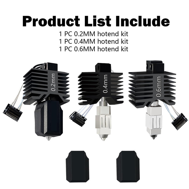 HzdaDeve Upgraded 3PK 0.2MM 0.4MM 0.6MM P1S/P1P Hotend Hot End Full Assembly Print Head Hardened Steel Nozzle Extruder Ceramic High Temperature Sensor Thermistor Kit Replacement for Bambu Lab P1S P1P 0.2MM+0.4MM+0.6MM