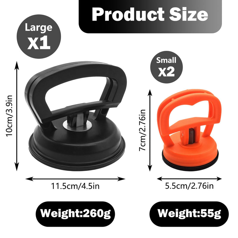 DEMARRE Dent Puller,2025 Upgraded Car Dent Puller,3-Pack Car Handheld Puller,Strong Car Dent Remover,Suction Cup Paintless Car Dent Repair Kit.Suitable for Car Body Dents (Black+Orange)