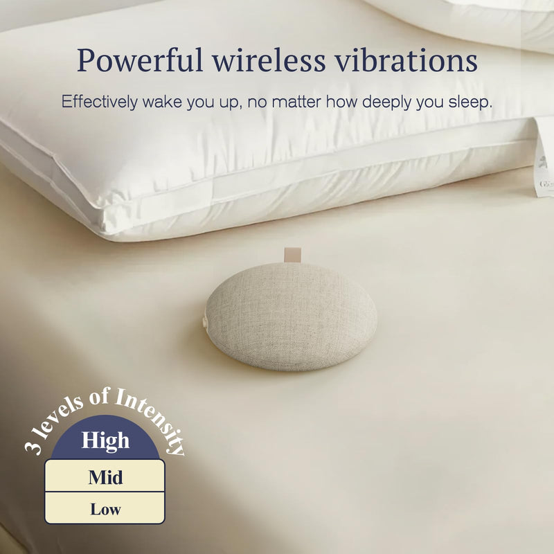 ANJANK Extra Loud Alarm Clock with Wireless Bed Shaker, Vibrating Dual Alarm with Light Wake Up for Heavy Sleepers & Hearing Impaired, 9-Color Night Light, 8 Sounds, 0-100% Dimmer, USB Charger Latte