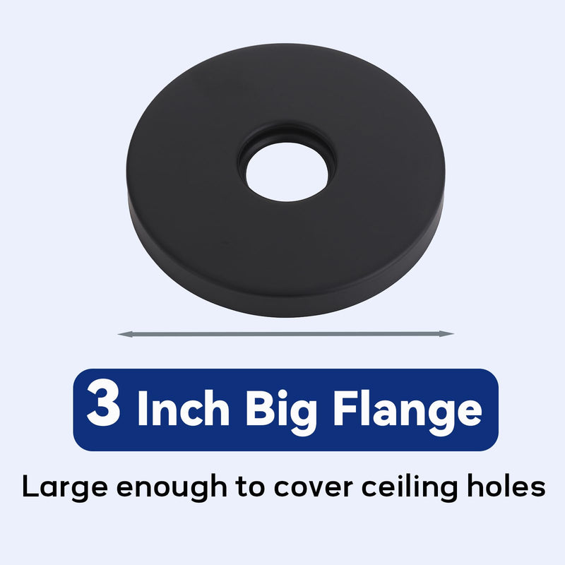 12 Inch Ceiling Mounted Shower Arm with Large Flange, Matte Black, Made of 304 Stainless Steel, Straight Shower Arm for Morden Bathroom 12 Inch