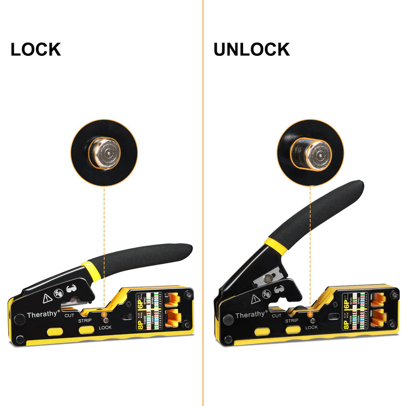 RJ45 Crimp Tool Pass Through Ethernet Crimper for Cat5e Cat6 Modular Plugs, All-in-One Cat6 Crimping Tool