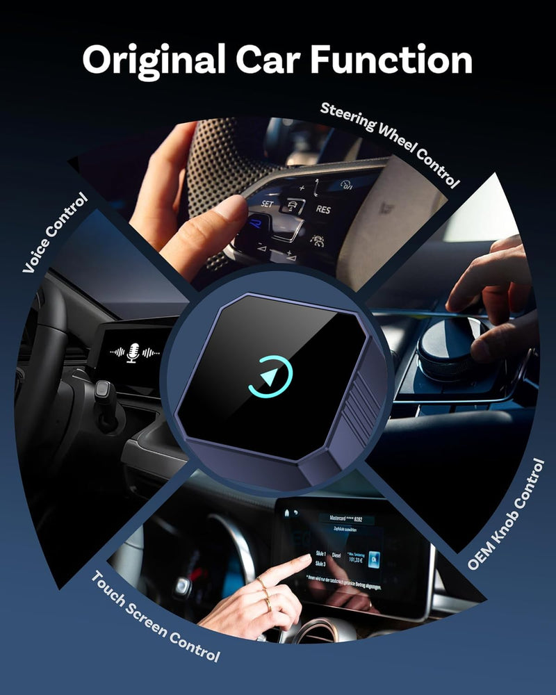 Wireless CarPlay Adapter for iPhone＆Android, 2026 Upgraded Car Play Mini Wired to Wireless Adapter for CarPlay ＆Android Auto Plug and Play Stable Connection & No Latency for iPhone iOS 10+ Blue