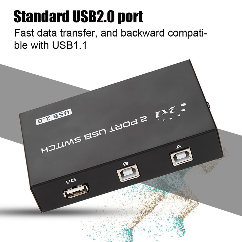 USB Sharing Switch, fosa Sharing Switch Selector 2/4 Port USB 2.0 Manual Sharing Switch Switcher Box Switcher Adapter Hub for PC, Printer, Scanner, Mouse, Keyboard(2 Port)