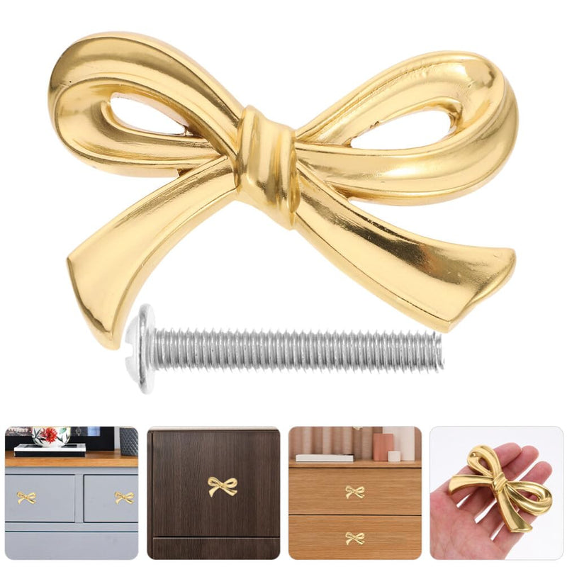 DOITOOL Brass Bow Shape Cabinets Knobs Gold Drawer Pulls Decorative Bow Knobs Cupboard Pull Handles for Home Kitchen Cabinet Hardware Cupboard Dresser Wardrobe and Drawer Pulls - 6 Pack