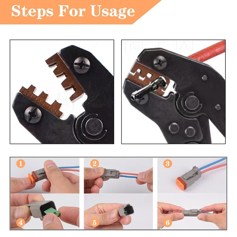 174Pcs 12 Kits DT Series DT Connector Kit 2 3 4 6 8 12 Pin Connectors with Size 16 Stamped Contacts for Deutsch Connector, IP68 Waterproof Automotive Electrical Connectors Plug