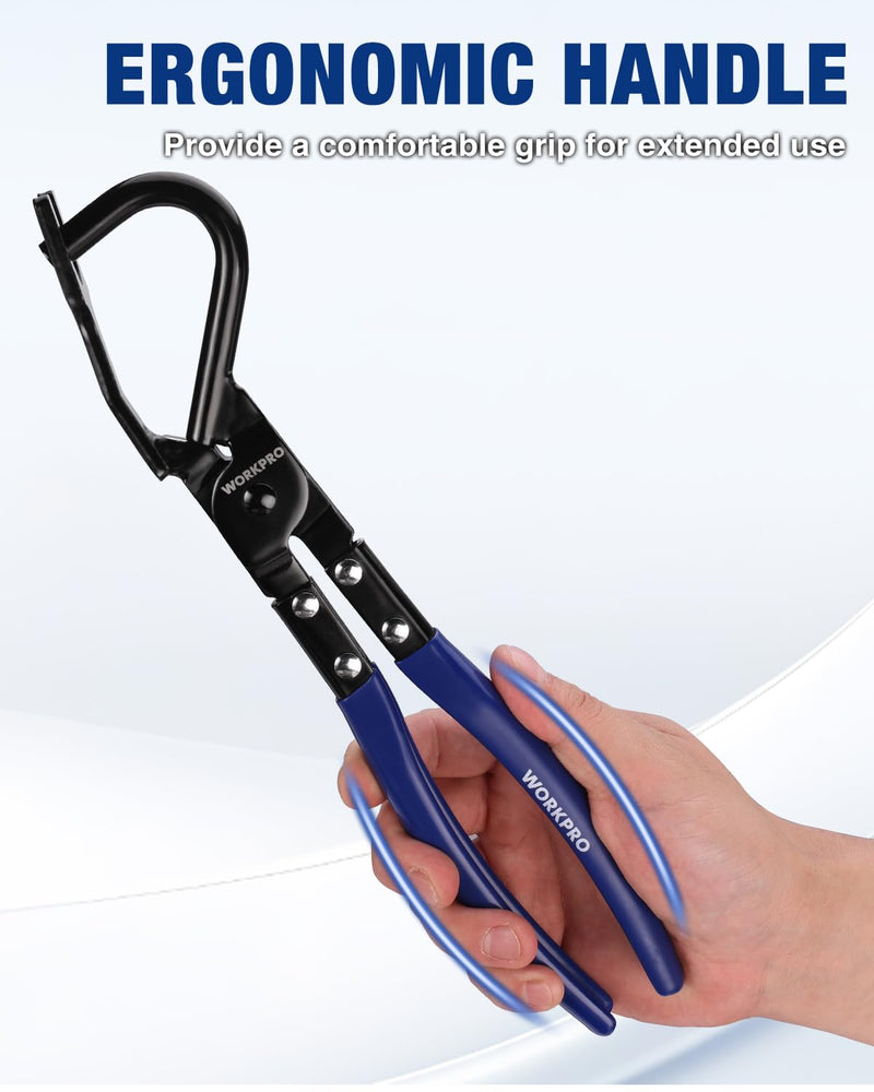 WORKPRO Exhaust Hanger Removal Tool – Heavy-Duty Exhaust Hanger Pliers for Car & Truck Rubber Exhaust Hangers Muffler Hanger, Non-Slip Grip, Compatible with Most Domestic & Imported Exhaust Systems