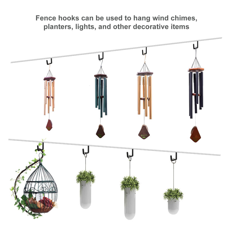 4 Pcs Rafter Hooks, Upgraded Fence Hangers, Heavy Duty Bike Hanger for Garage, Ladder Hook, Black Large S Hooks for Hanging Hose, Plants, Chairs, Bikes, Ladders, Cords and More 4Pcs garage hangers