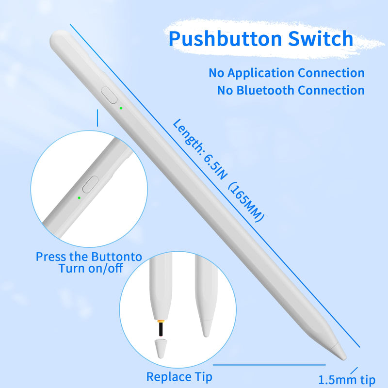 Stylus Pens for Touch Screens, Universal Fine Point iPad Pencil with Magnetic Adsorption Compatible with iPhone/iPad/Samsung/Android/Tablet & Other Touch Screens (White) white