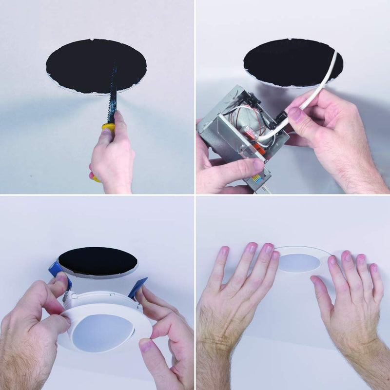 Halo HLA406VWFL9FS1EMWR HLA 4 in. Color Selectable (2700K-5000K) Canless Wide Beam Adjustable Gimbal Integrated Kit LED Recessed Trim, Round, White White Wide Beam 4" Gimbal - ROUND