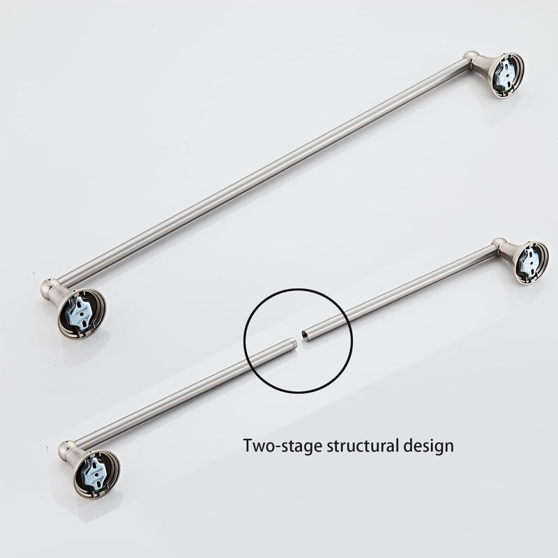 4-Piece Towel Bar Set, 24 Inch Towel Racks for Bathroom Wall Mounted in Brushed Nickel, SUS304 Stainless Steel Complete Bathroom Hardware