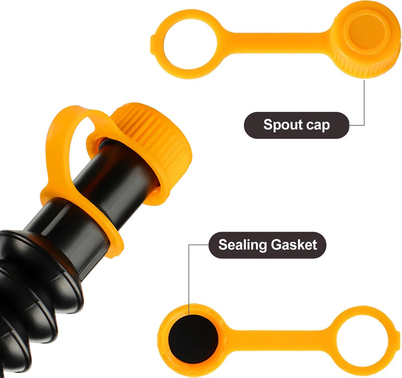 Gas Can Spout Replacement Kit, 3 Pack Flexible Nozzle Replacement Set with Vent Caps, Black