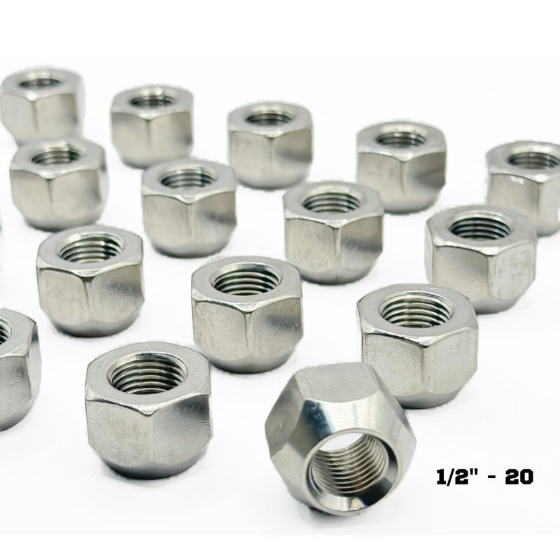 MIGHTY FASTENERS 304 Stainless Steel Open Cone Wheel Nuts, 1/2"-20 Thread, Ideal for Trailers and RVs, Corrosion Resistant, 10-Pack