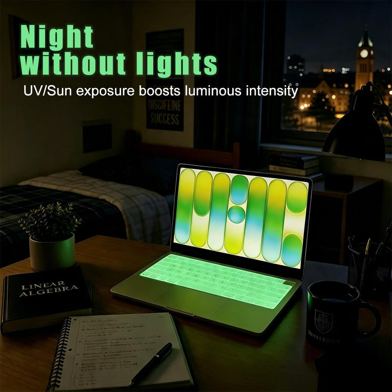 Glow in The Dark Keyboard Cover Skin for MacBook Neo 13 Inches A18 Pro | Glow at Night for Easy Typing, Silicone, US/ANSI Layout, Anti-Spill Dust Proof, Luminous Keyboard Protector Accessories White