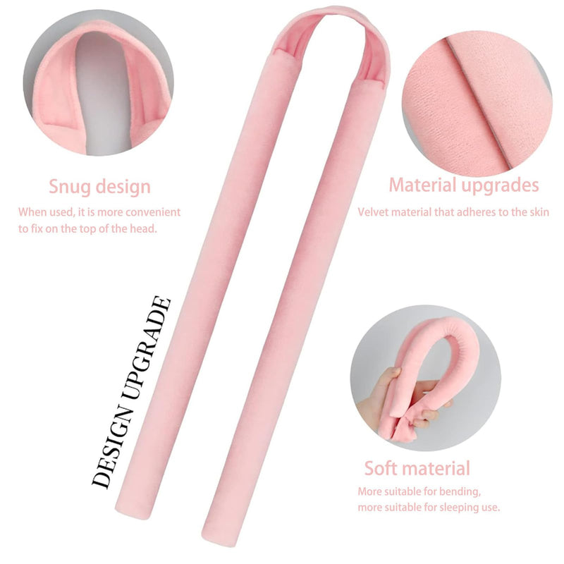 Heatless Hair Curler Overnight 11Pcs Set, 2 Sizes of Hair Rollers for Women with Bonnet to Sleep In, No Heat Curlers with Scrunchies and Clips, for Long and Medium Hair (pink) pink