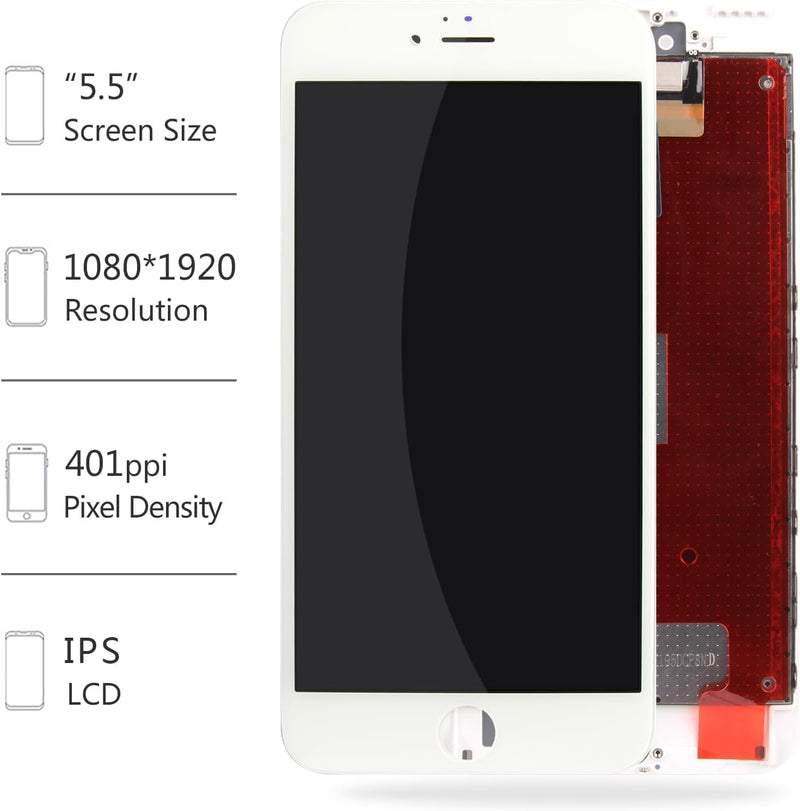 LCD Screen Replacement for iPhone 6s Plus A1634 A1687 A1690 A1699 5.5 Inch LCD Display Screen Touch Screen Digitizer Assembly Repair Parts with Free Tools Kits (White)