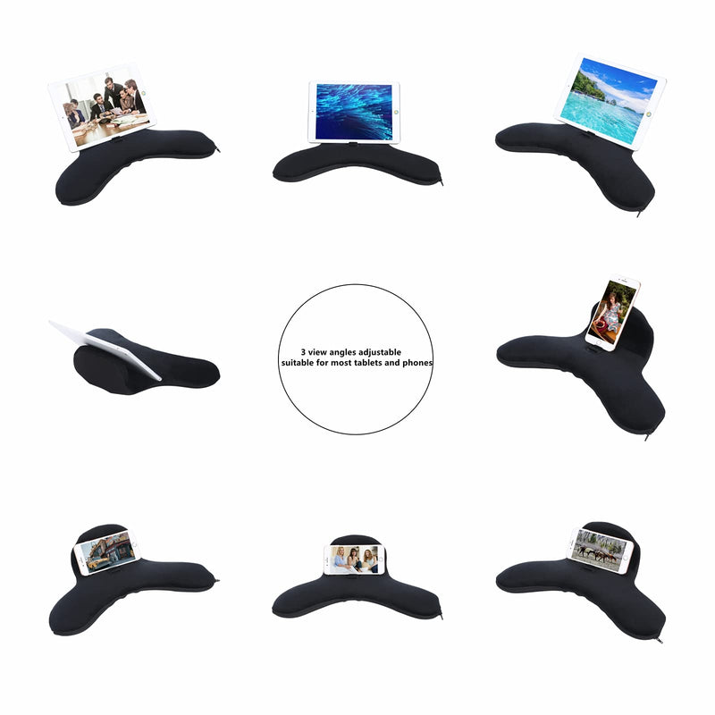 Multi-Angle Tablet Sofa Holder Pad Pillow Stand for iPad Air&iPad, Universal Phone&Tablet Pillow Stands and Holders Used on Bed, Car, Desk, Lap, Sofa, for iPads, Tablets, Smartphone, Magazines(Black) Style A-Black
