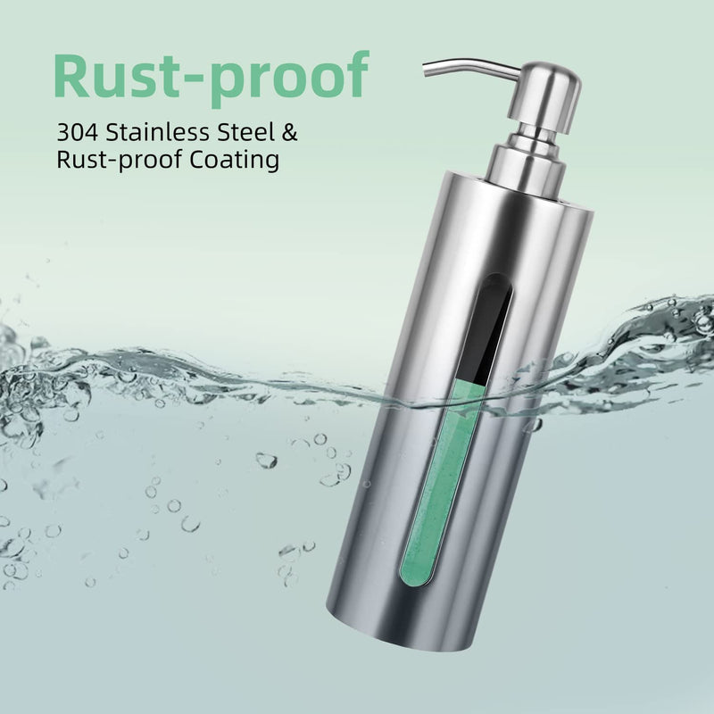Stainless Steel Soap Dispenser, 7Oz Slim Rust Proof Liquid Soap Dispenser for Kitchen & Bathroom - Refillable Brushed Nickel Dispenser for Essential Oils and Shampoo
