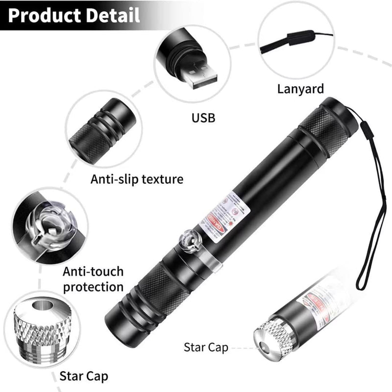 Cowjag Laser Pointer, Long Range Red Laser Pointer,Laser Pointer High Power Pen, Red Pointer Rechargeable for Hiking, Cat Laser Toy USB Charge(Red Light)