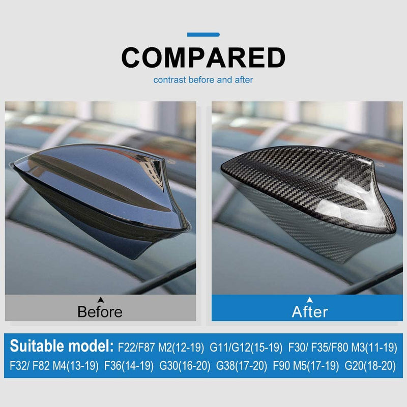 AIRSPEED Carbon Fiber Car Shark Fin Antenna Cover Radio Signal Base Sticker for BMW F22 F87 M2 F30 F35 F80 M3 G20 F32 F36 F82 M4 G30 G38 F90 M5 G11 G12 Accessories (Black) for F30 F32 F22 M3 M4 M5 Black