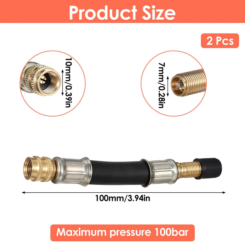 2 Pcs Valve Stem Extension, 3.93 Inches Flexible Brass Valve Stem Extension Adapter, Universal Fit Durable Design Bike Pump Tire Adapter for Car, Truck, RV, Motorcycle, Bike, Scooter