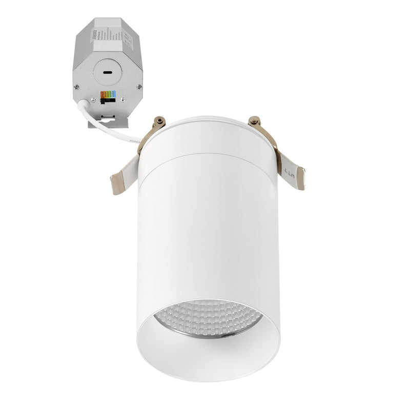 Maxxima 3 in. LED Cylinder Downlight, Recessed Ceiling Spot Light, 1000 Lumens, 5 CCT Selectable 2700K/3000K/3500K/4000K/5000K, Dimmable, White, 90 CRI, IC Rated, Canless, J-Box Included