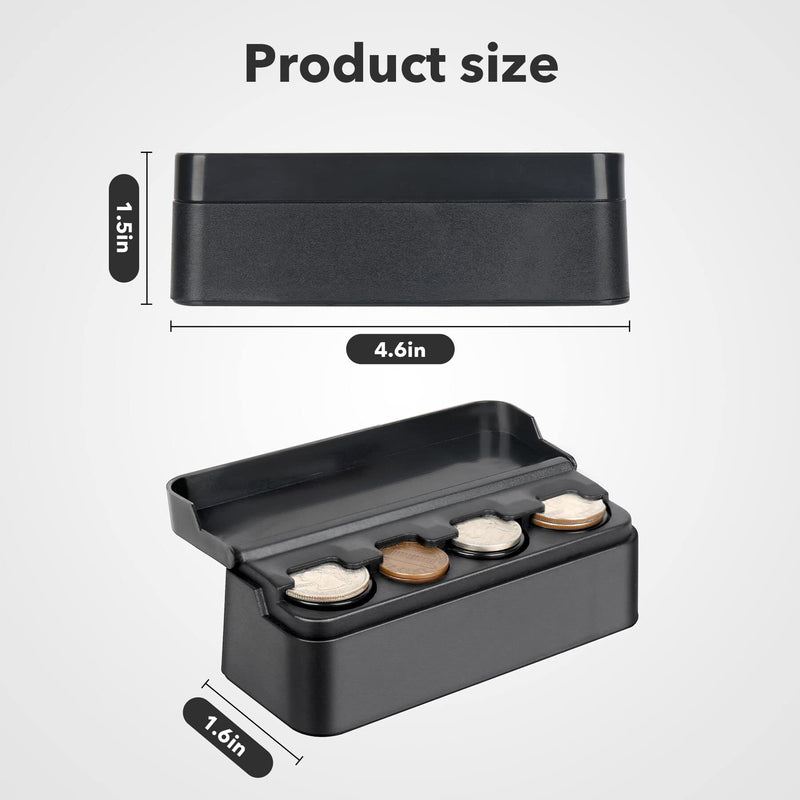 SINGARO Coin Holder for Car, Coin Change Organizer Compatible with Coins of Different Sizes, Dash-Mounted Holder Suitable for Most Cars, Trucks(Black) Black 1PCS