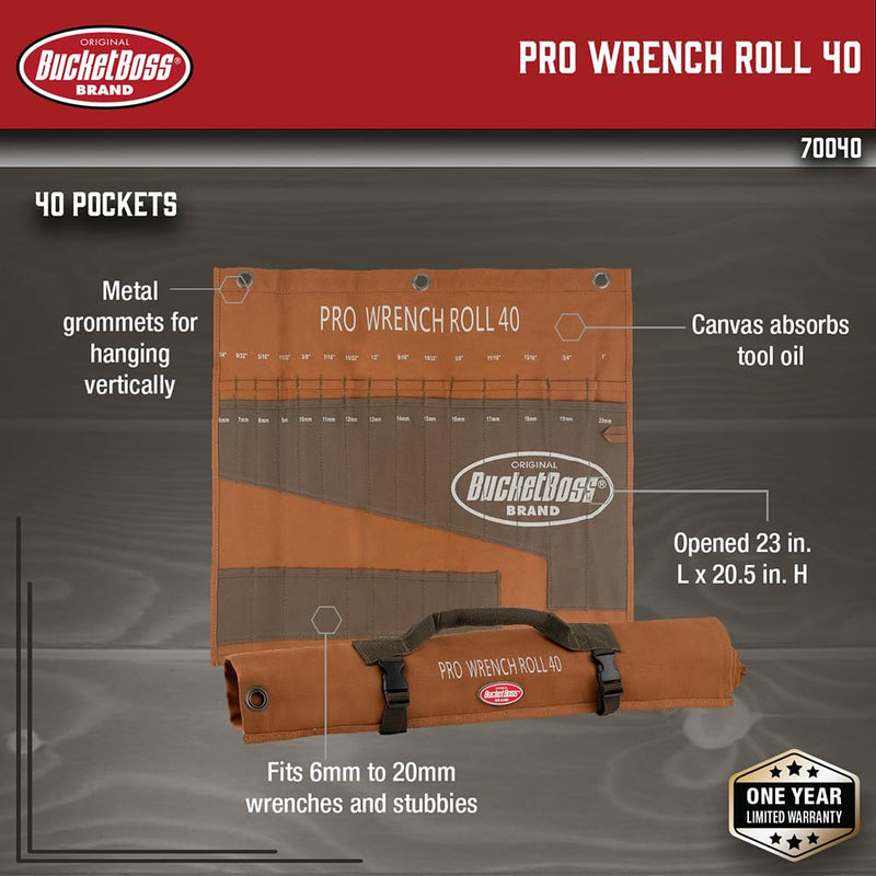 Bucket Boss Pro Wrench Roll 40 in Brown, 70040