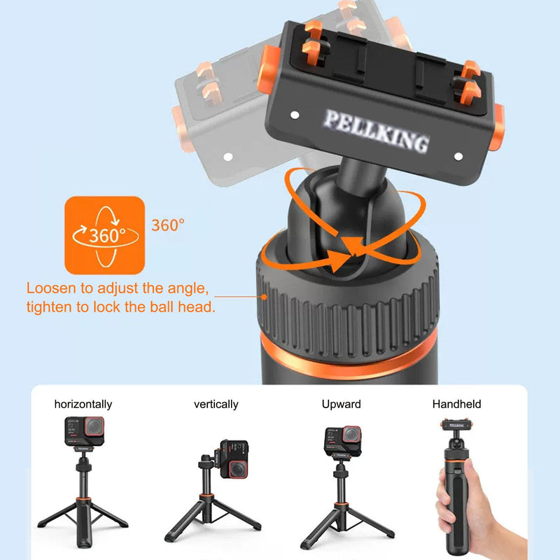 PellKing Selfie Stick & Carrying Case 2 in 1 Kit for Insta360 Ace Pro 2, 16.14in Selfie Stick Tripod with Magnetic Quick Release Mount, Portable Hard Case, Vlog & Travel for Insta360 Ace Pro 2
