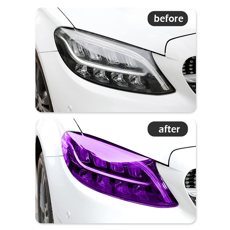 12 X 48inch Car Light Tint Film, Cuttable&Stretchability Car Headlight Taillight Fog Light Vivid Vinyl Wrap Protector,Non-Marking Self-Adhesive Decals Car Decor (Purple) Purple